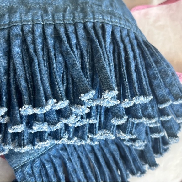 ALFREDO’S WIFE Oversize Wide Leg Pull On Denim Chambray Pants Fringe Trim Hem 1X - Picture 8 of 10